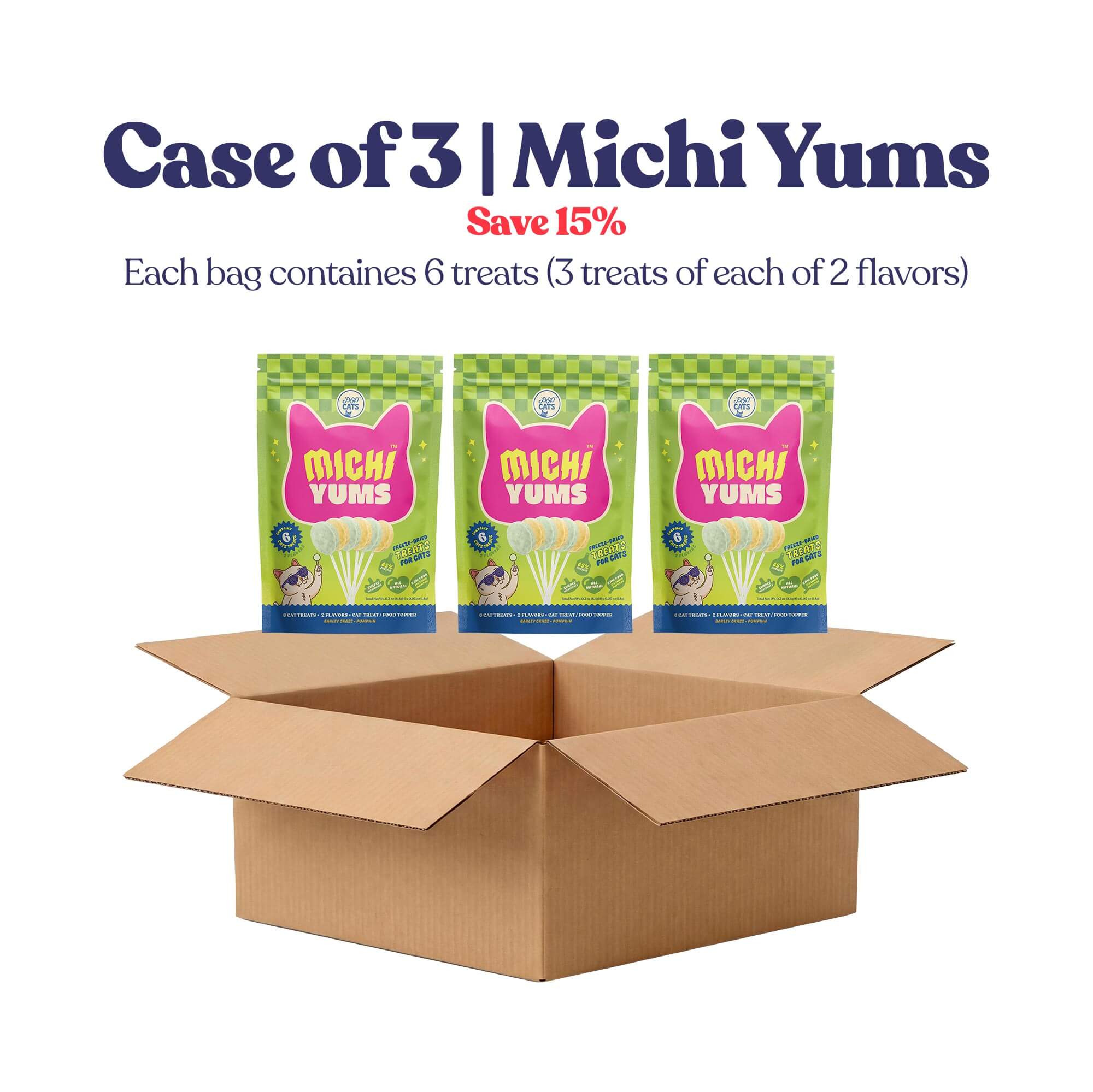 Michi Yums – Cat Treats – Case of 3